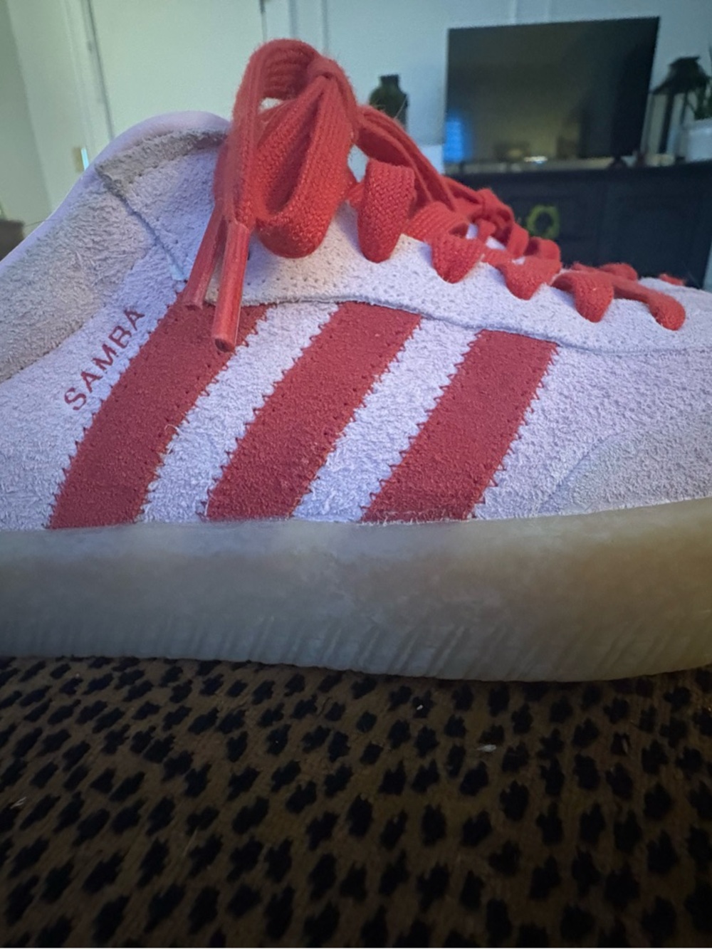 adidas Sambae Women's Pink and Red Suede Sneakers - Picture 2 of 4
